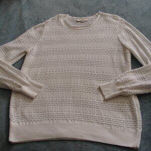 ANN TAYLOR LOFT White Long Sleeve Open Knit Pullover Sweater Sz 16/18